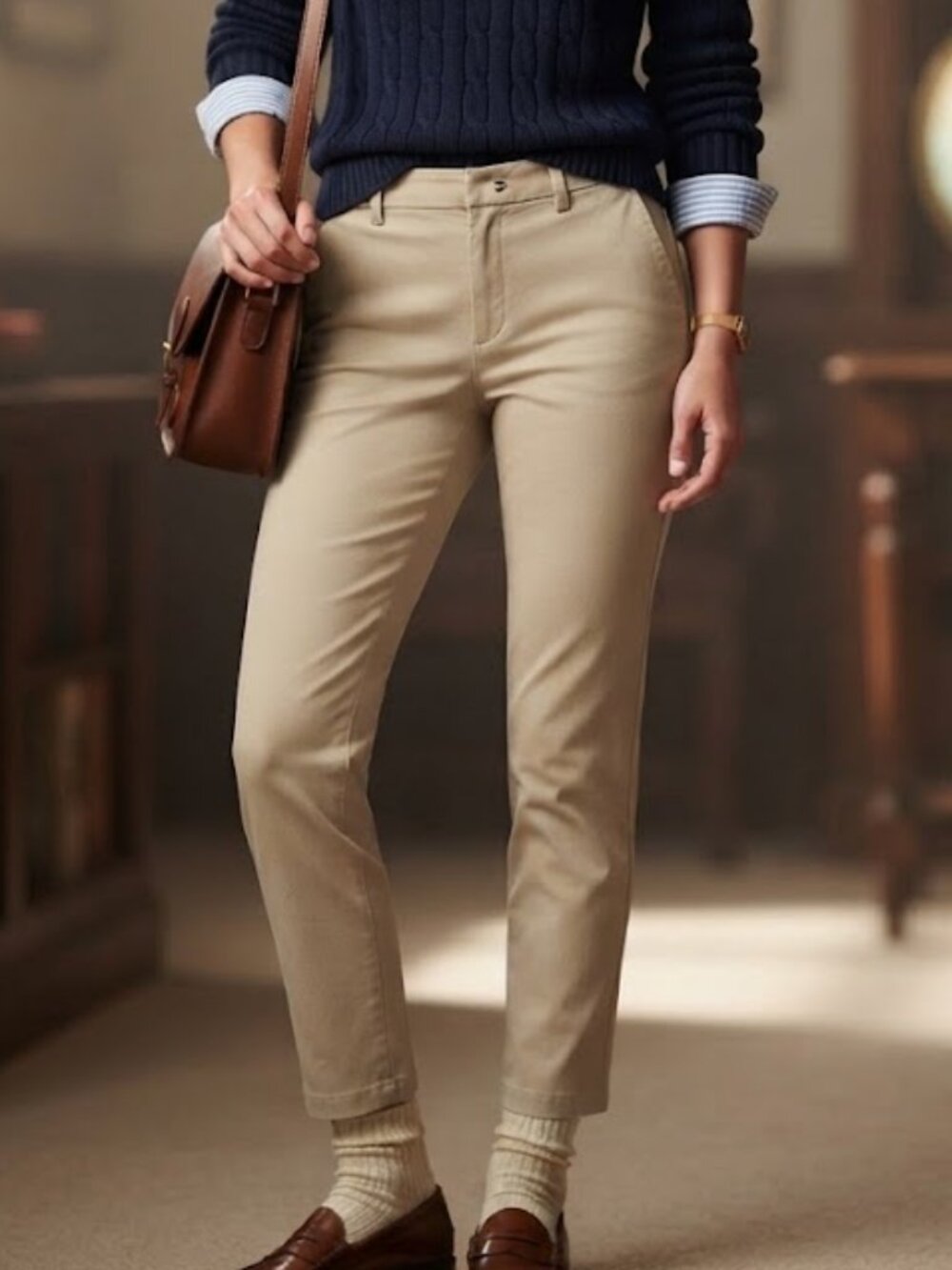 Tommy Hilfiger Madison Stretch Slim Khaki Beige Pants Size 8